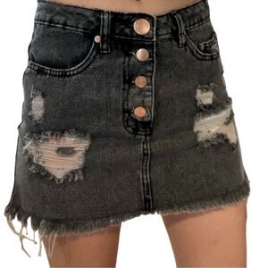 Signature8 Distressed Gray Denim‎ Mini skirt​​